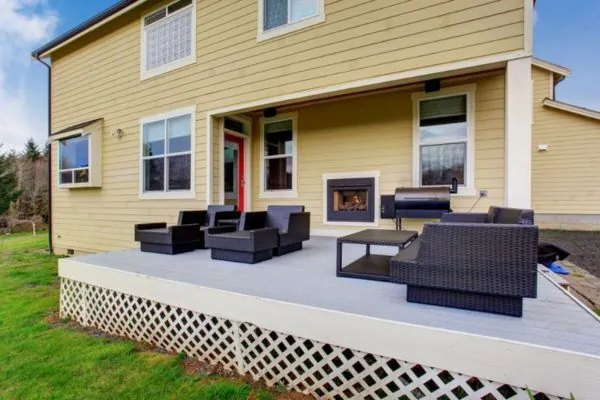 wooden outdoor deck without railing 