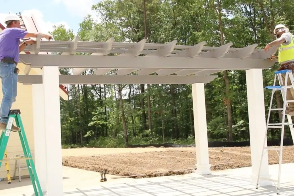 pergola builder working on pergola installation project in Cherry Hill NJ 